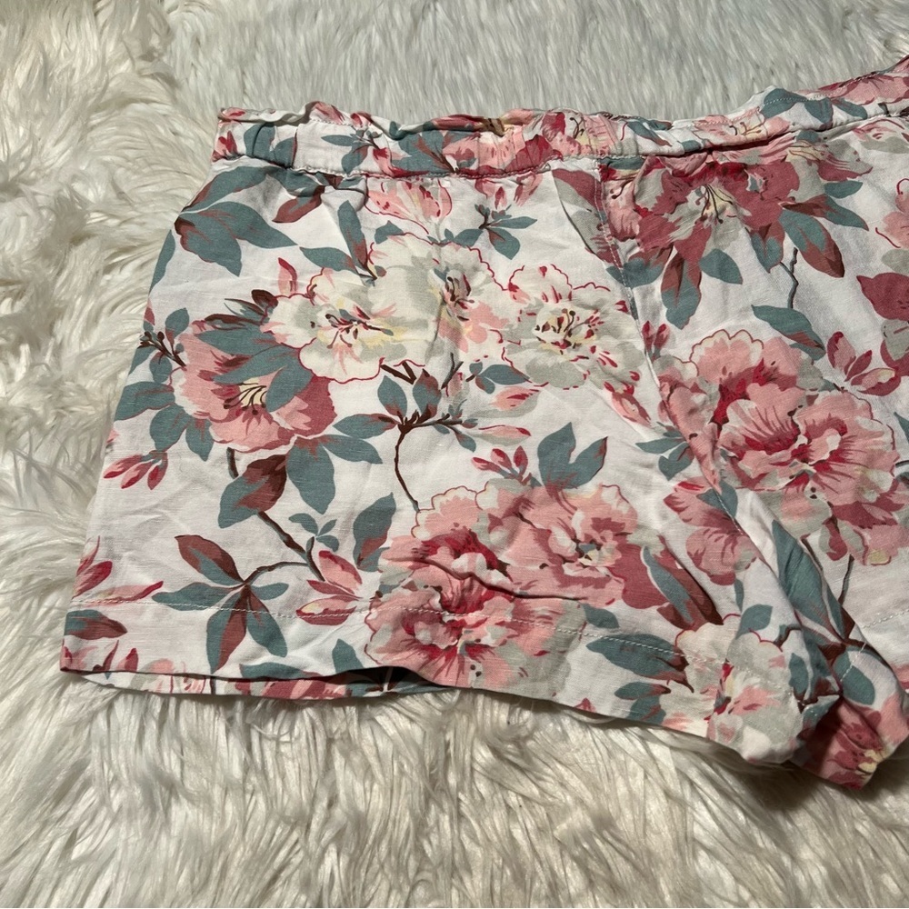 Loft Linen Shorts White Pink Turquoise Floral XL - Picture 6 of 9